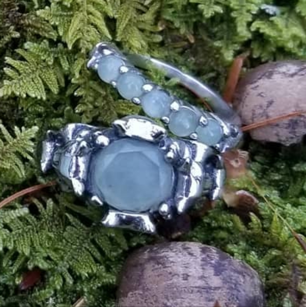 DISCONTINUED EVIL Pawn Jewelry Cat Skull Jade Ring set Freya Freyja Cat Gods .